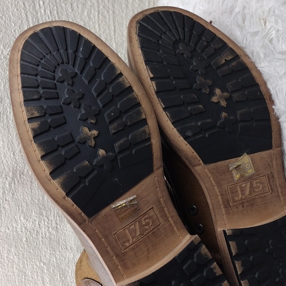 J75 by Jump Deploy Brown Faux Leather Canvas Round Cap Toe Lace Up Combat Boot - Picture 9 of 16